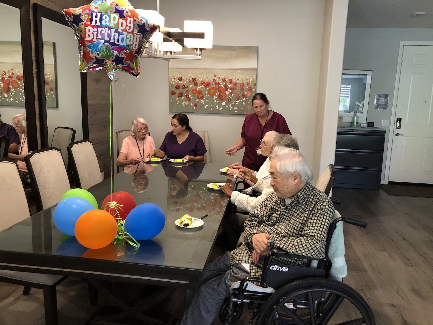 Residents celebrating a birthday